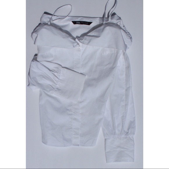 NWOT Zara Poplin Off the Shoulder Top X Small - Picture 5 of 8